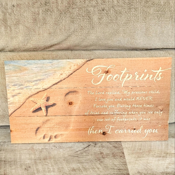 Footprints in the sand wood picture - Picture 1 of 3